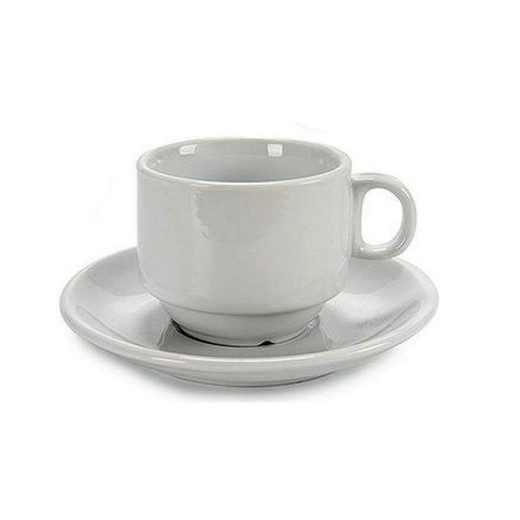 Juego de Tazas de Café Blanco Porcelana Blanca 220 ml 6 Piezas 17