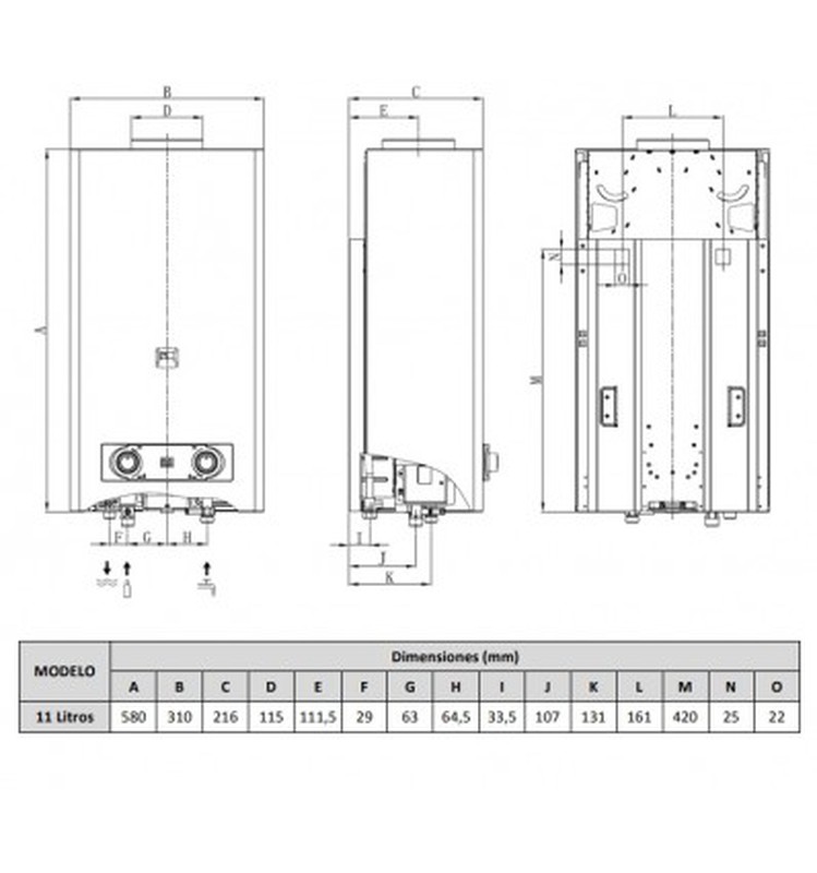 Calentador A Gas Serie Jcah Modulante Gn Atmosferico Bajo Nox