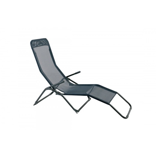 Chaise Longue Acier Gris Foncé Texaline Bleu Foncé Essenciel Vert