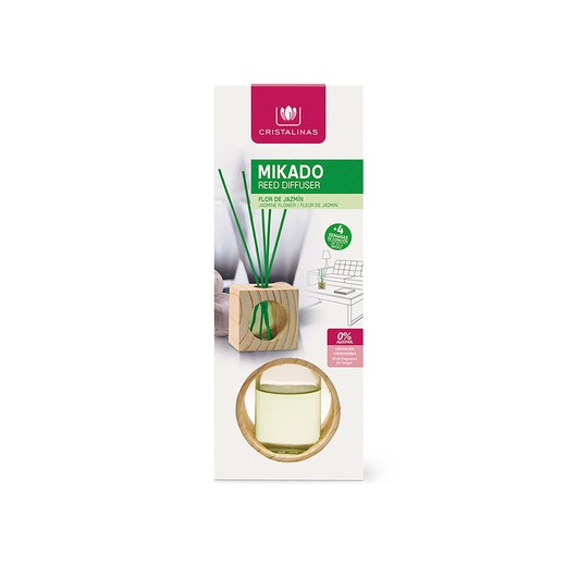 Deodorante per ambienti Mikado Cristalinas cubo in legno con aroma di gelsomino verde 30 ml
