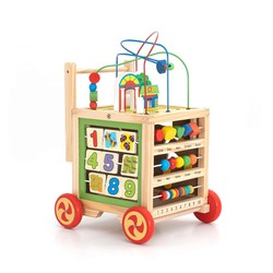 Trotteur pour Bébés Multi-Activités Montessori Robincool Corfù 33x33x45 cm en Bois Éco Développement Psychomoteur