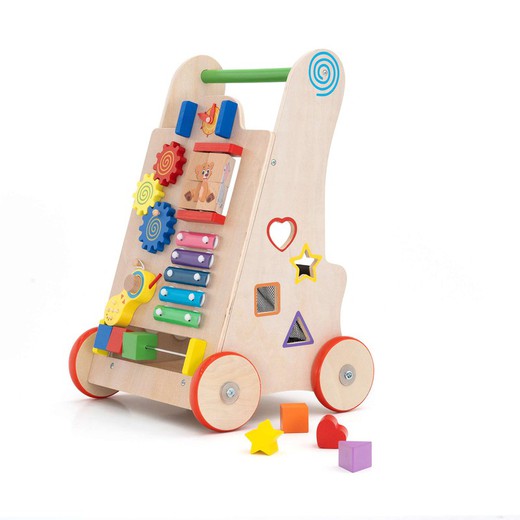 Girello per Bambini Multiattivitá Montessori Robincool Salamina 33x31,5x52 cm in Legno Eco Stimola lo Sviluppo Psicomotorio