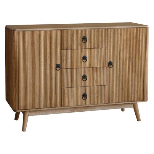 Buffet Parümm Lessime 120x40x86,5 cm Industriel 4 Tiroirs Bois de Paulownia