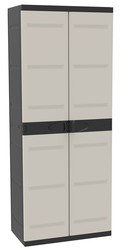 70 cm Plastiken Titanium resin wardrobe with 4 shelves in black and gray (70x44x176 cm)