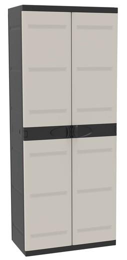 70 cm Plastiken Titanharz-Kleiderschrank mit 4 Regalen in Schwarz und Grau (70 x 44 x 176 cm)