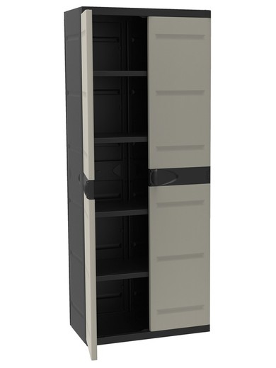 Plastiken Schrank aus Titanharz mit 70 cm Besen in Schwarz und Grau (70 x 44 x 176 cm)