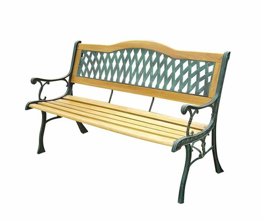 Forge and wood bench 126cm with plastic back