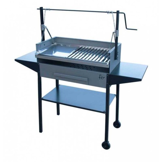 Flores Cortes charcoal or wood barbecue with adjustable grill height of 80x40 cm.