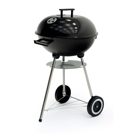 Kekai Michigan Portable Charcoal Barbecue with Wheels 46x44x70 cm Round with Black Enamel Lid and Ash Tray