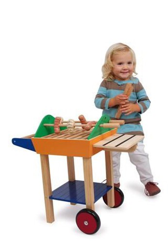 Small decorative Foot barbecue 1172. An original barbecue for the children's room, is the promise of this original wooden cart made of plywood very stable and secure.