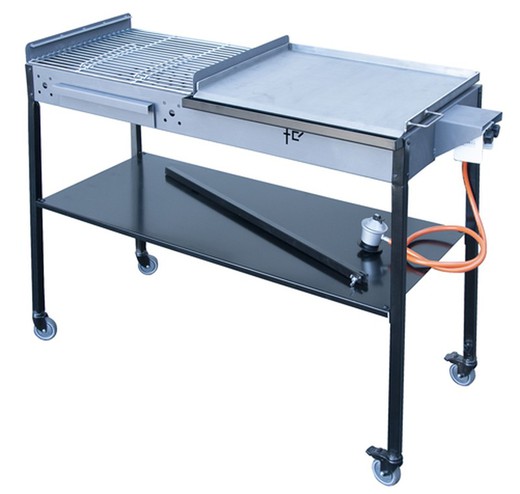 Charcoal or wood barbecue and Flores Cortes gas griddle measuring 114.5x48.5x98 cm.