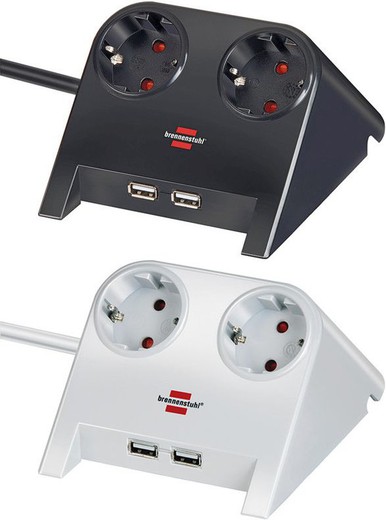 Base Multi-Socket de mesa com 2 soquetes e 2 portas USB