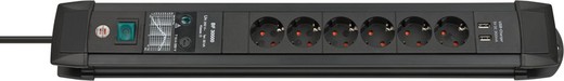 Premium-Line multi-outlet base with USB ports and surge protection