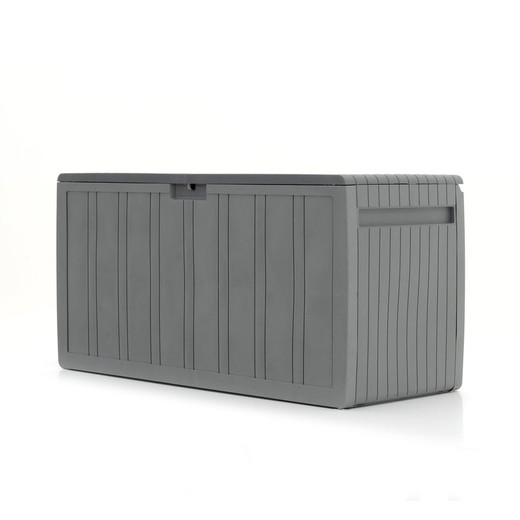 Opbergkoffer gemaakt van hars Gardiun Top 117x45.5x57.50 cm 270L Klikmontage met sluitsysteem in grijze kleur