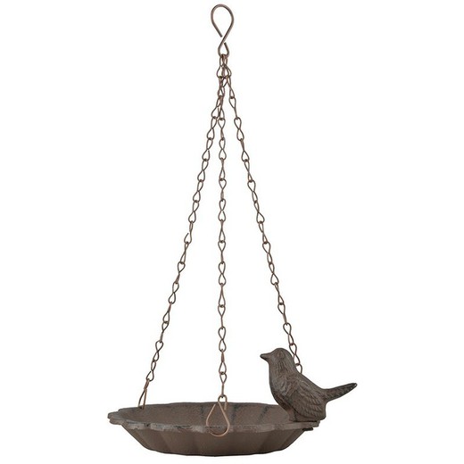 Hanging birdbath con un uccello in ghisa Esschert