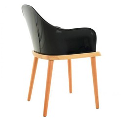 BEKSAND Black - Cadeira com braços. Madeira de freixo e policarbonato preto, 57 x 54 x 82 cm