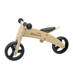 Kinder Laufrad Montessori Robincool Fast Wheels 63x32x36 cm Verwandelbar in Dreirad aus Öko-Holz Farbe Natural und Schwarz