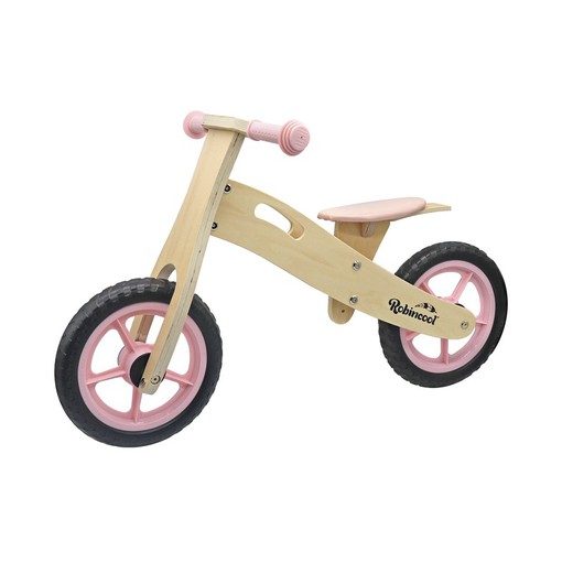 Bicicletta Senza Pedali Montessori Robincool Little Pilot 85x37x52 cm Triciclo in Legno Eco Regolabile 3 Altezze Color Rosa