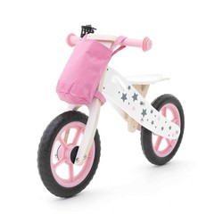 Kinder Laufrad Montessori Robincool Street Circuit 83x36x53 cm Balance Fahrrad aus Öko-Holz Rosa Farbe Inklusive Korb