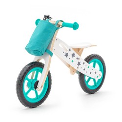 Kinder Laufrad Montessori Robincool Street Circuit 83x36x53 cm Balance Fahrrad aus Öko-Holz Grüne Farbe Inklusive Korb