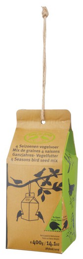 Bird food in milk packaging