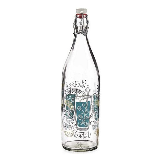 Detox Flasche transparent Metall Kunststoff Glas (1000 ml)