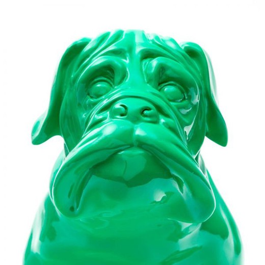 Figurine Décorative Chien Bulldog Kuatéh en Polyrésine 46x21x30 cm Verte