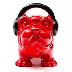 Bulldog DJ de poliresina rojo 30x16x22 cm