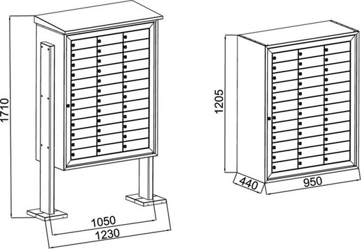Black Bcp Mailbox 36 Lockers Doors C / BTV Letter Boxes