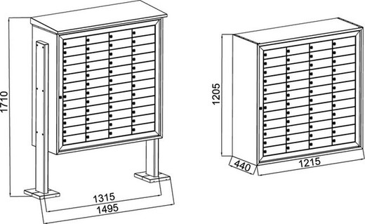 Black Bcp Mailbox 48 Lockers Doors C / BTV Letter Boxes