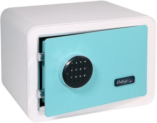 Vintage Safe Blanc Turquoise Porte BTV