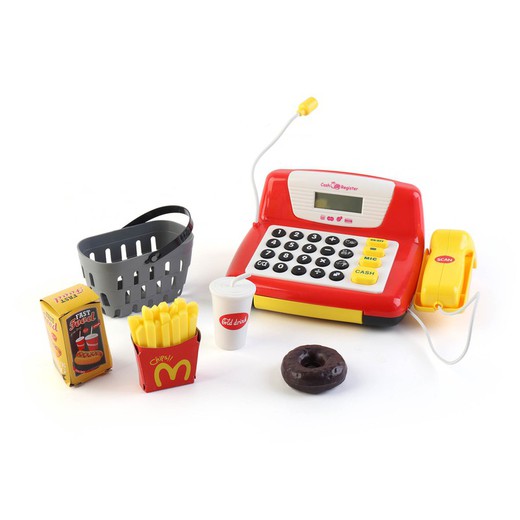 Registrierkasse Spielzeug mit Digitalem Display Robincool Cash Register 25x11x16 cm mit Rechner, Licht, Klang und Zubehör