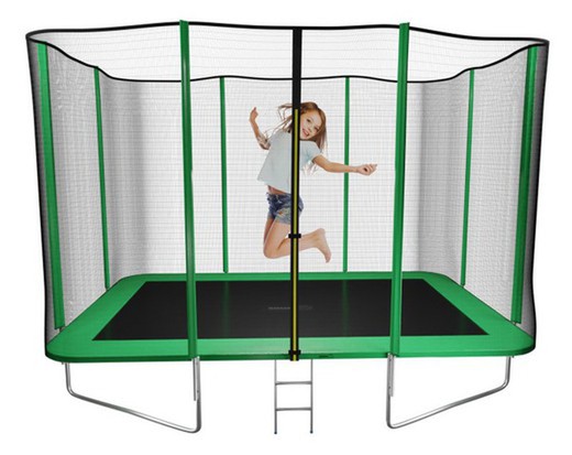 Masgames Premium rektangulær trampolin L med net og stige