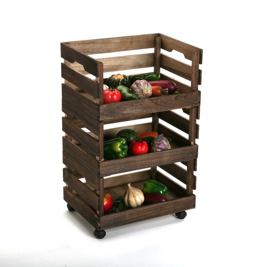 Vegetable Cart Dark Brown Wood (30 x 65 x 40 cm)