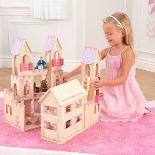 Dollhouse trä prinsessa slott