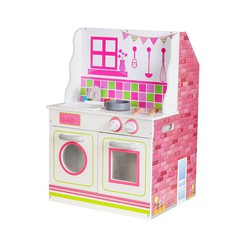 Casa de Bonecas e Cozinha 2 em 1 Brinquedos Outdoor Estela em MDF 47,5x40x67,5 cm