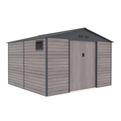 Gardiun Surrey metalen schuur met raam en deur, imitatiehout, 10,85 m2