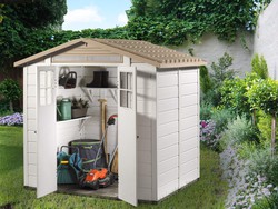 Abri de Jardin en Résine Gardiun Tuscany Evo 200 4 m² 181x220x216 cm Blanc/Beige