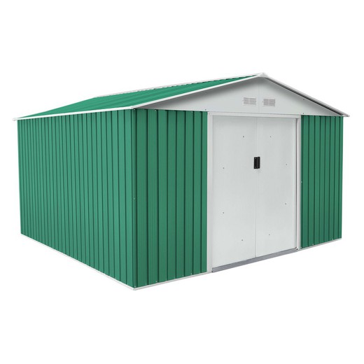 Abri de Jardin en Métal Gardiun Bedford 11,59 m² 361x321x205 cm Ext. Acier Galvanisé Vert