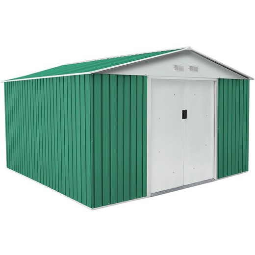 Caseta Metálica Gardiun Coventry 9,66 m² Exterior 301x321x205 cm Acero Galvanizado Verde