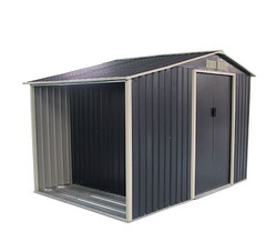 Caseta Metálica Gardiun Ontario Con Leñero 5,31 m² Exterior 191x278x195 cm Acero Galvanizado Gris Antracita