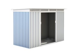 Gartenhaus aus Metall Gardiun Rutland 3,93 m² Außenfläche 142x277x184 cm Verzinkter Stahl Silver/Weiß