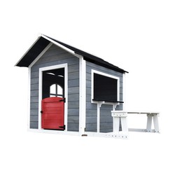 Drewniany domek dla dzieci Chloe Grey z ławką Outdoor Toys 116x138x132 cm