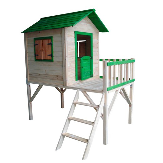 Casa infantil de madeira "FUNNY VERDE" 3m2 exterior 1610 x 1885 x 2165 mm.