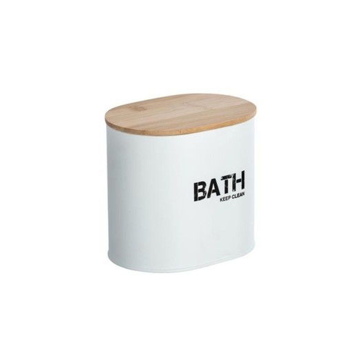 Gara bath basket with lid, white