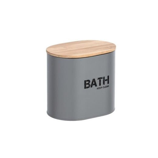 Gara bath basket with lid, gray