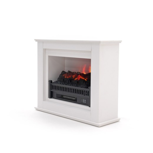 Electric Fireplace Kit White Frame and Decorative Wall Heater Kekai Bairon 90x30x75 cm Ember Effect 3 Levels Remote Control