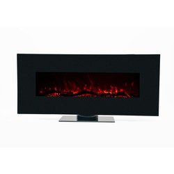 Cheminée Électrique Murale 1600W Kekai Minesota 84x26x53cm Noir Simulation de Feu Télécommande Intérieur