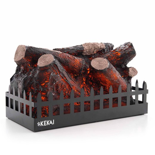 Elektrische open haard binnen decoratief Kekai Utah 47,5x22x27,64 cm met draagbare houtvuureffect LED-vlammen in staal en hars