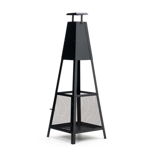 Outdoor Fireplace Kekai Akita Totem 40x40x140 cm in Steel Pyramid Design and Poker